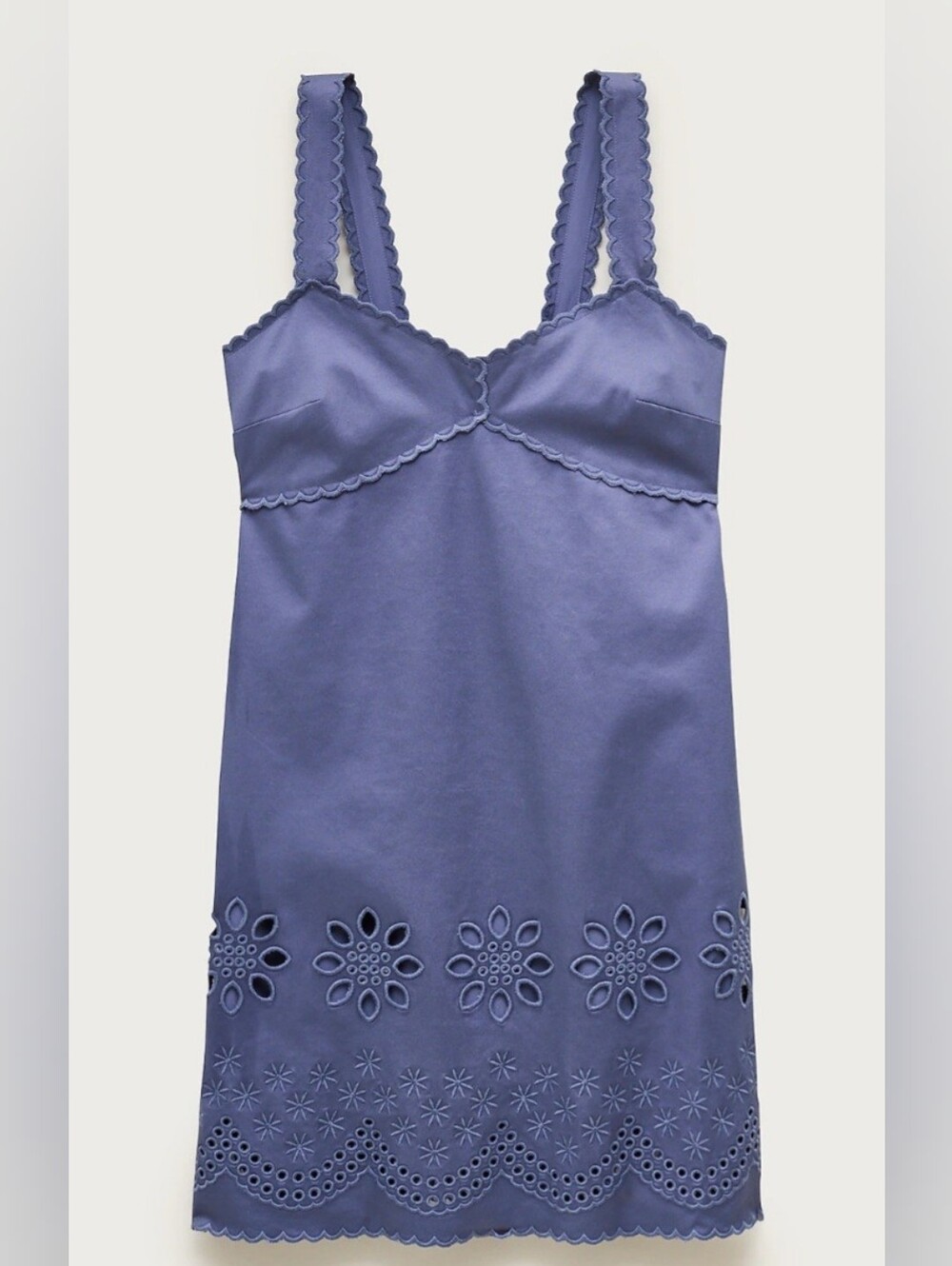 NWT J.Crew Scallop-trim mini dress in washed twill Size 8 Color Evening Shanon